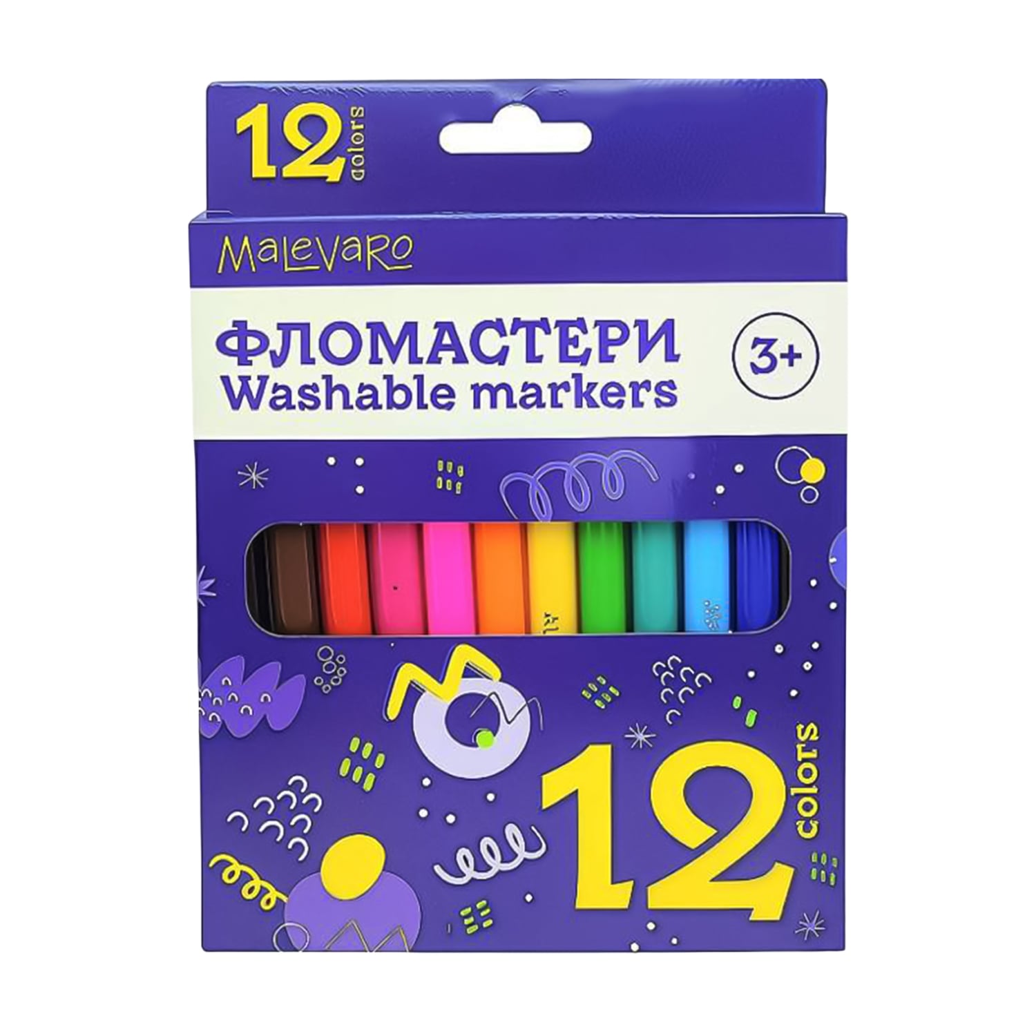 Фломастери Malevaro від 3 років, 12 кольорів (763838ML)